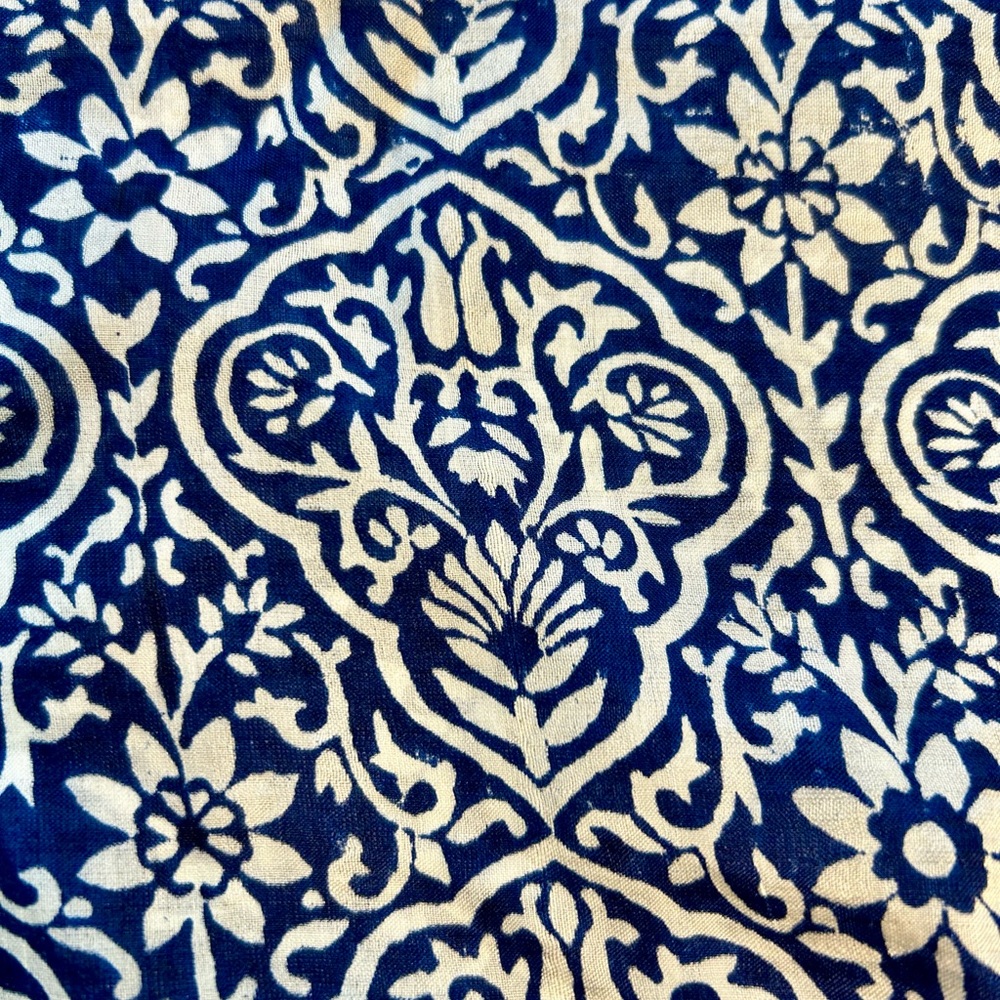 Vintage Navy & Cream Silk Scarf